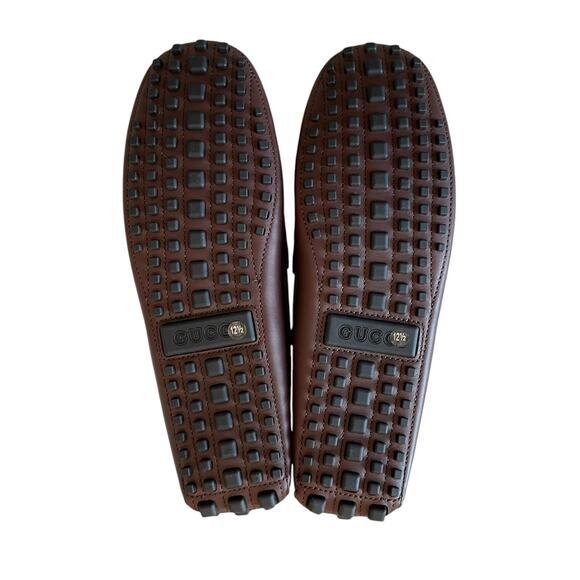 GUCCI Ayrton Web GG Horsebit Leather Driver Loafers Brown Size 12.5 | US 13 NEW - Picture 12 of 16